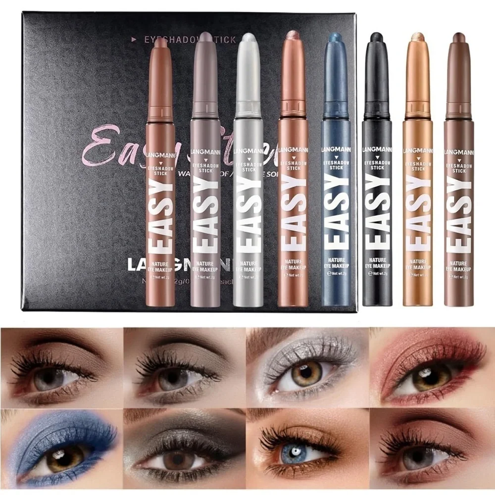 8 pieces eyeshadow stick set in warm neutral colors 24 hour long wear